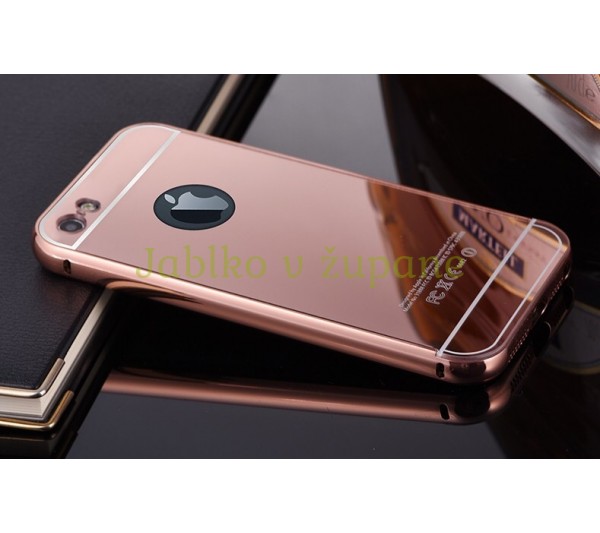 Zrkadlový kryt + bumper iPhone 5/5S/SE - ružový